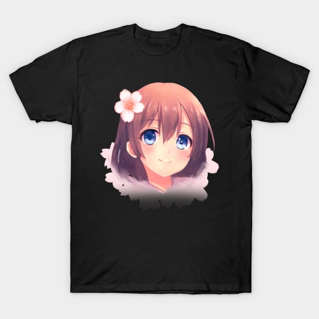 Anime girl with sakura T-Shirt by Greg0rPlotvin